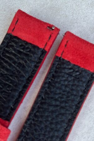 Premium Handmade Suede Watch Strap Ruby Red Padded Band with Quick Release