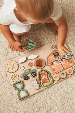 Personalized Sensory Busy Board A Woodland Adventure for Curious Toddlers