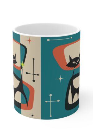 Atomic Black Cat Mug A Purrfectly Mid-Century Modern Addition to Your Morning Ritual