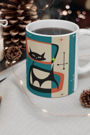 Atomic Black Cat Mug A Purrfectly Mid-Century Modern Addition to Your Morning Ritual