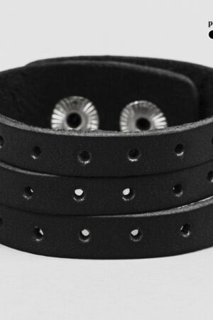 Black Perforated Leather Cuff Bracelet A Timeless Accessory for Men and Women