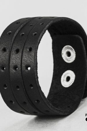 Black Perforated Leather Cuff Bracelet A Timeless Accessory for Men and Women