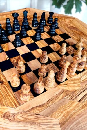 Personalized Olive Wood Chess Table A Timeless Gift for Chess Enthusiasts