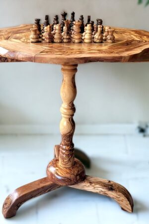 Personalized Olive Wood Chess Table A Timeless Gift for Chess Enthusiasts