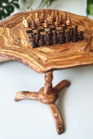 Personalized Olive Wood Chess Table A Timeless Gift for Chess Enthusiasts