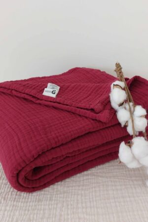 Luxurious Burgundy Cotton Gauze Throw Comfort and Style for All Seasons