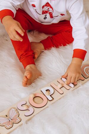 Personalized Wooden Name Puzzle Montessori Toy for Toddlers, Baby Shower Gift, Baptism Keepsake, First Christmas Present