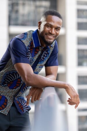 Embrace Cultural Vibrance Zedi's Navy Men's African Print Cotton Ankara Shirt