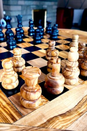 Personalized Olive Wood Chess Table A Timeless Gift for Chess Enthusiasts