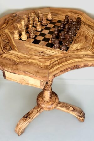 Personalized Olive Wood Chess Table A Timeless Gift for Chess Enthusiasts