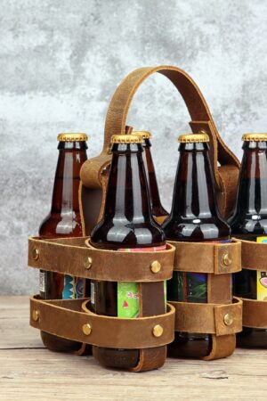 Premium Leather 6-Pack Beer Holder Carrier Kit for Bikes The Perfect Gift for Beer Enthusiasts