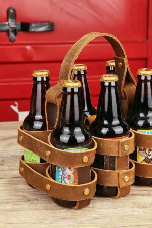 Premium Leather 6-Pack Bike Beer Holder The Ultimate Cycling Companion