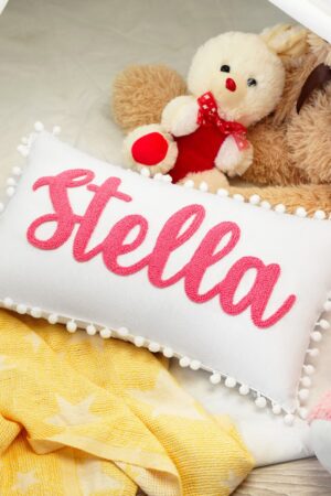 Personalized Name Punch Needle Pillow A Cherished Keepsake for Little Ones