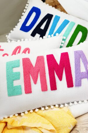 Personalized Name Punch Needle Pillow A Cherished Keepsake for Little Ones