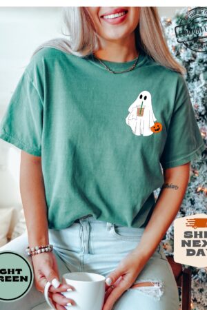 Hauntingly Cute Comfort Colors Ghost Coffee Shirt for Spooky Coffee Lovers