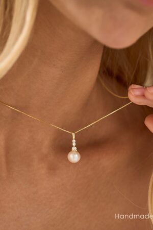 Exquisite 925 Sterling Silver Pearl Necklace with Diamond A Timeless Treasure for Bridesmaids and Weddings