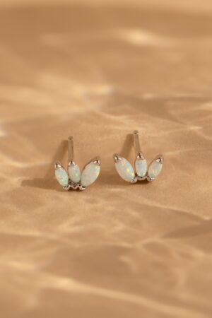 Sparkling Elegance Caitlyn's Opal Flower Stud Earrings - A Delicate Touch of Shimmer