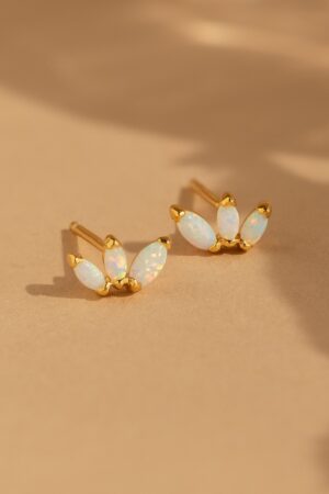 Sparkling Elegance Caitlyn's Opal Flower Stud Earrings - A Delicate Touch of Shimmer