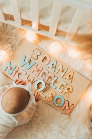 Personalized Wooden Name Puzzle Montessori Toy for Toddlers, Baby Shower Gift, Baptism Keepsake, First Christmas Present