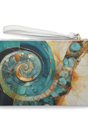 Fossil Gem Design Vegan-Friendly Clutch Bag Prada Saffiano Pattern Finish