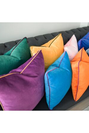 Luxurious Velvet Throw Pillow Covers with Customizable Piping in 26 Vibrant Hues