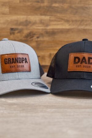 Personalized Grandpa Hat Celebrate the New Grandpa with a Stylish Leather Patch Trucker Hat