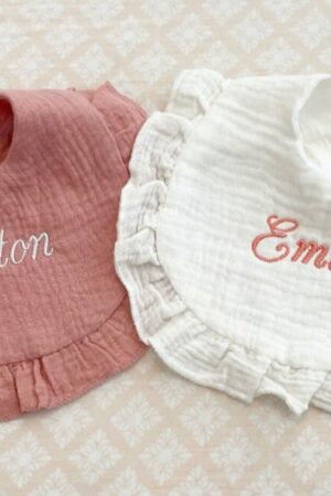 Personalized Embroidered Ruffle Bib A Cherished Keepsake for Your Little Princess