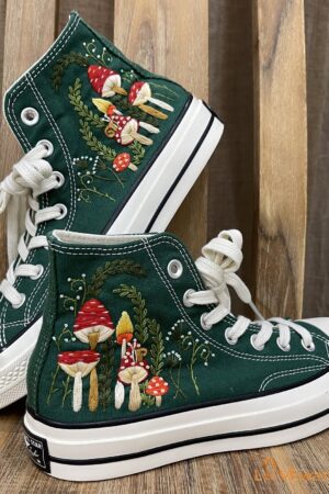 Mushrooms Embroidered Converse Unleash Your Inner Mycologist with Custom Chuck Taylors