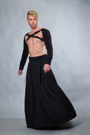 Unleash Your Cyberpunk Edge SK-C's Maxi Skirt with Hidden Pocket and Adjustable Waistband