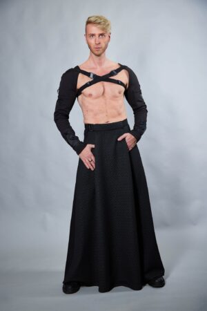 Unleash Your Cyberpunk Edge SK-C's Maxi Skirt with Hidden Pocket and Adjustable Waistband