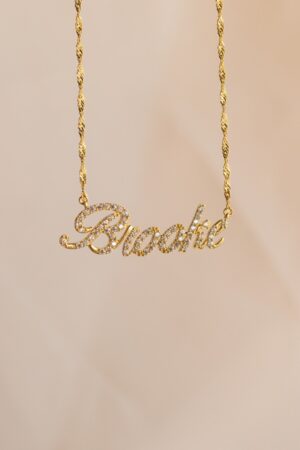 Pave Script Name Necklace Personalized Diamond Twist Chain for Her (NM132F109)