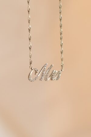 Pave Script Name Necklace Personalized Diamond Twist Chain for Her (NM132F109)