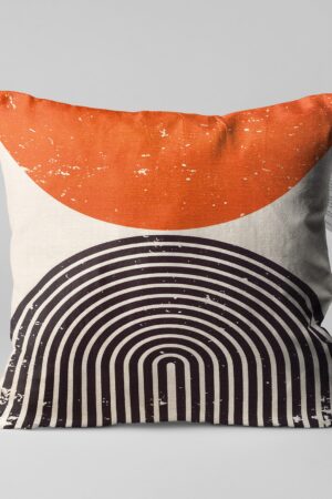 Abstract Ivory Cushion Cover Designs with Vibrant Orange Accents