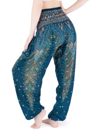 Smocked Waist Boho Pants Hippie Bohemian Style Trousers for Yoga, Aladdin, and Thai Wear