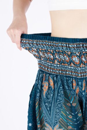 Smocked Waist Boho Pants Hippie Bohemian Style Trousers for Yoga, Aladdin, and Thai Wear