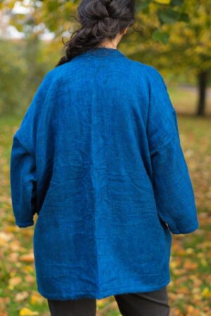 COBALT BLUE Yak Wool Kimono Embrace Warmth and Style in a Unisex Hippie Boho Robe from Nepal