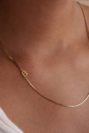 Personalized Sideways Initial Necklace with Box Chain A Timeless Treasure for Her