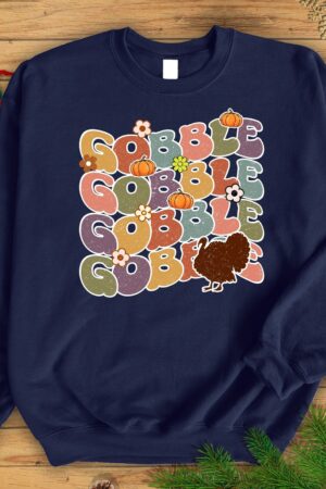 Gobble 'Til You Wobble The Ultimate Thanksgiving Sweatshirt for Family Festivities