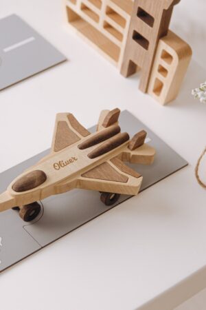 Personalized Wooden Toy Helicopter with Helipads A Unique Keepsake for Baby Boys and Toddlers