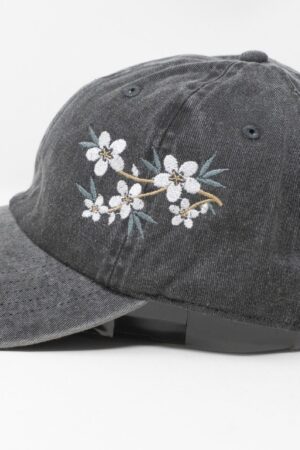 Embroidered Floral Baseball Cap Summery Washed Cotton Hat with Holiday Hues