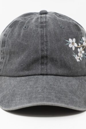 Embroidered Floral Baseball Cap Summery Washed Cotton Hat with Holiday Hues