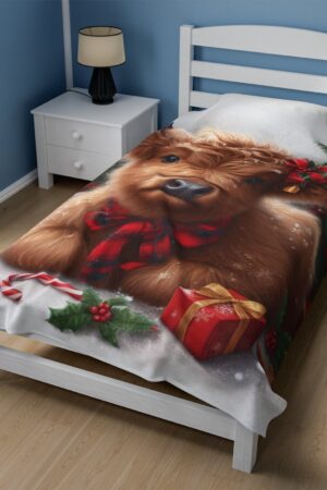 Snuggle Up with the Highland Cow Velveteen Plush Throw Blanket for Cozy Holiday Nights