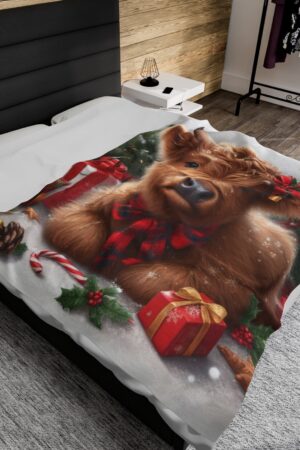 Snuggle Up with the Highland Cow Velveteen Plush Throw Blanket for Cozy Holiday Nights