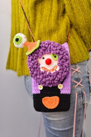 Handmade Crochet Clown Phone Bag A Quirky and Unique Gift for Her