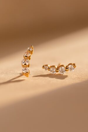 Sparkling Elegance Caitlyn Minimalist's Diamond Climber Earrings for Everyday Radiance