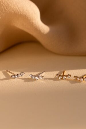 Sparkling Elegance Caitlyn Minimalist's Diamond Climber Earrings for Everyday Radiance