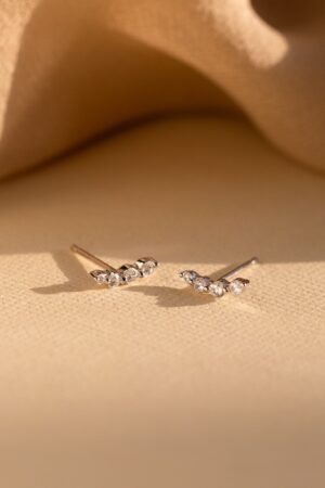 Sparkling Elegance Caitlyn Minimalist's Diamond Climber Earrings for Everyday Radiance