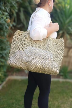 Shimmering Gold Raffia Tote The Perfect Beach Companion