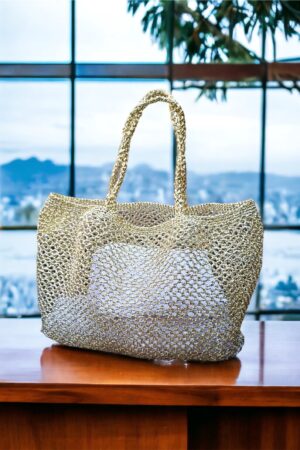 Shimmering Gold Raffia Tote The Perfect Beach Companion