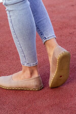 Beige Barefoot Bliss Embrace Comfort and Grounding with Crazy Vision's Leather Loafers